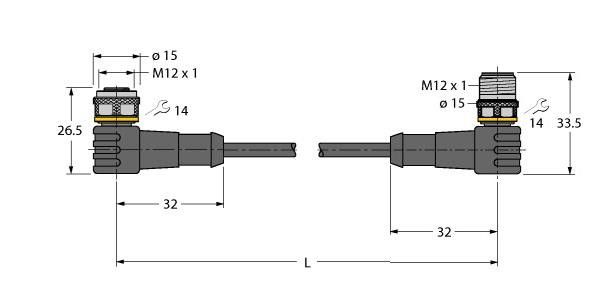 Aktuator- u. Sensorleitung WKC4T-4-WSC4T/TEL