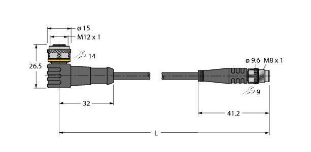 Aktuator- u. Sensorleitung WKC4TP7X20.9PSG3MTXL