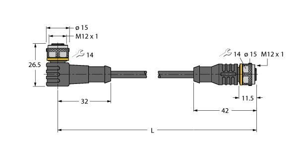 Aktuator- u. Sensorleitung WKC5T-3-RSC5T/TXL