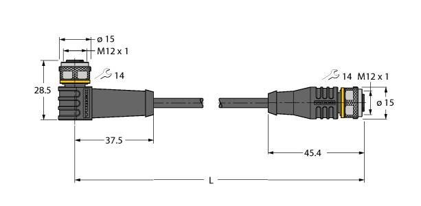 Aktuator- u. Sensorleitung WKS4.4T-1RKS4.4T/TXL