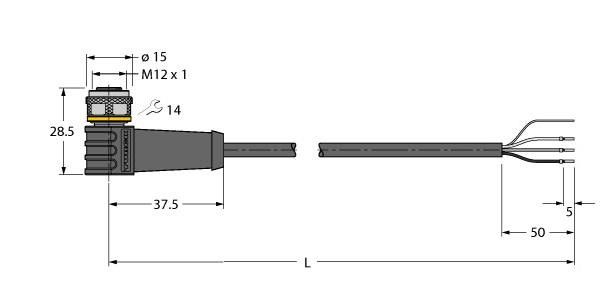 Aktuator- u. Sensorleitung WKS4T-25/TXL