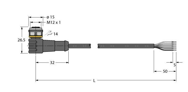 Aktuator- u. Sensorleitung WKW4.5T-5/TXL