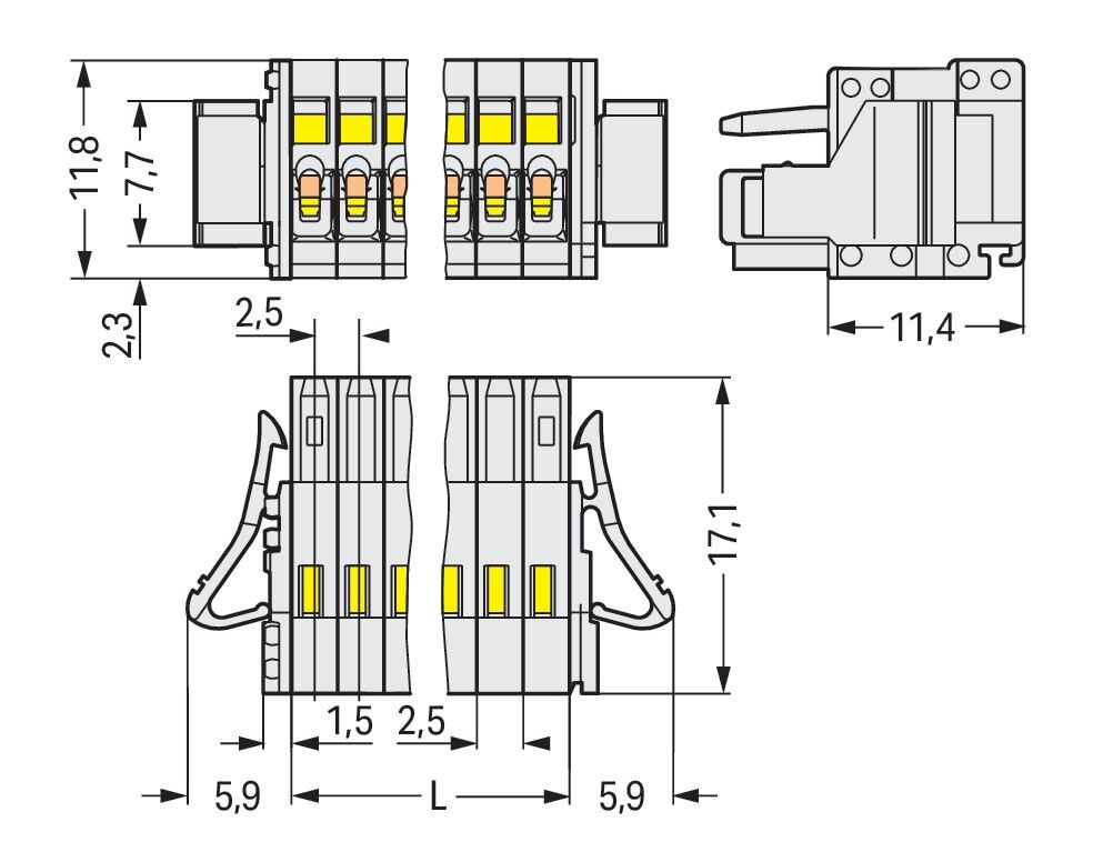 1-Leiter-Federleiste 733-102/037-004