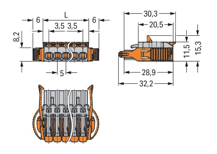 1-LeiterFederleiste Hebel 2231-1105/038-000