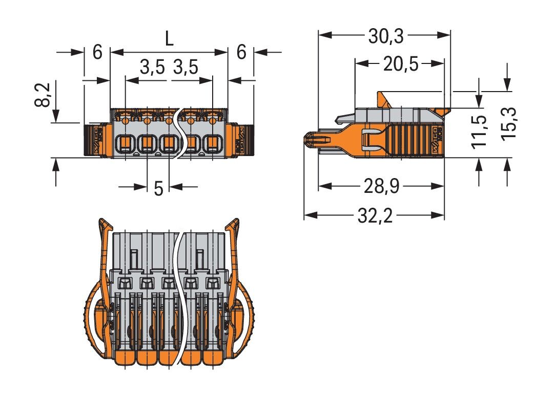 Federleiste 1-Leiter Hebel 2231-1116/038-000