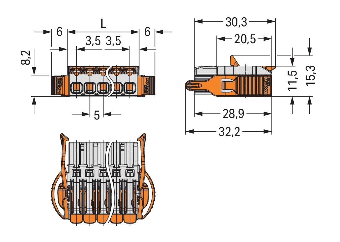 Federleiste 1-Leiter Hebel 2721-1108/037-000