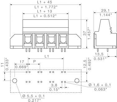 Leiterplattenklemme LXB 15.00/4/90 GR