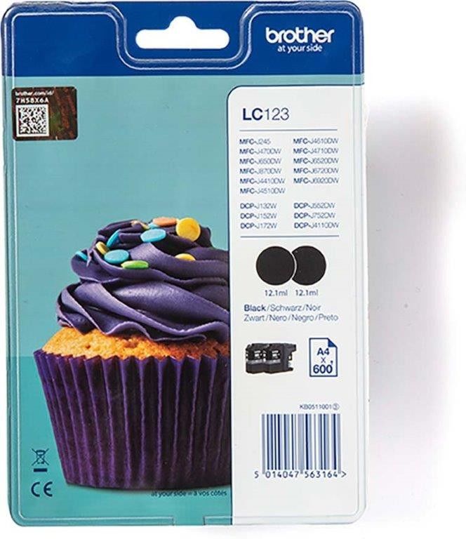 Blistertintenset TwinPack LC-123BKBP2DR
