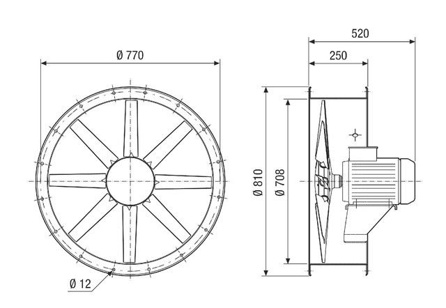 Axial-Rohrventilator DAR 71/6 Ex