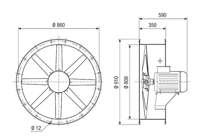 Axial-Rohrventilator DAR 80/4-1 Ex