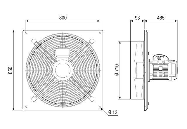 Axialer Wandventilator DAQ 71/4 Ex