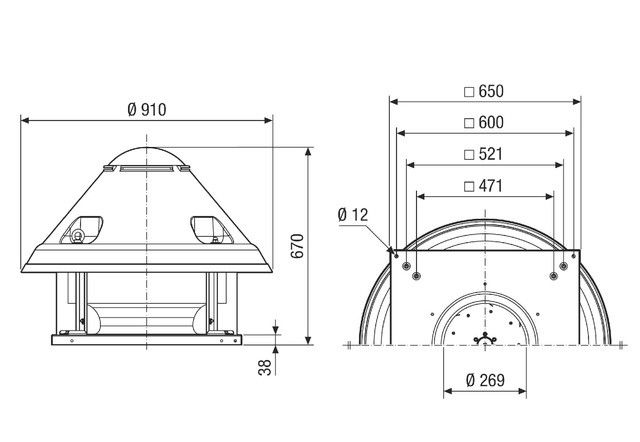 Radial-Dachventilator DRD H 40/4 Ex