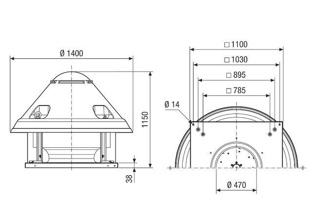 Radial-Dachventilator DRD H 80/6 Ex