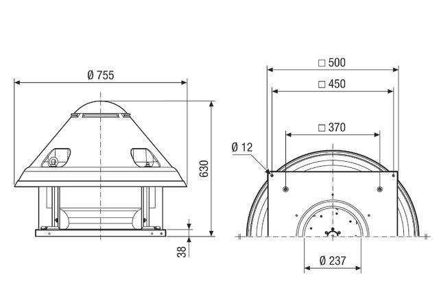 Radial-Dachventilator ERD H 35/4 Ex