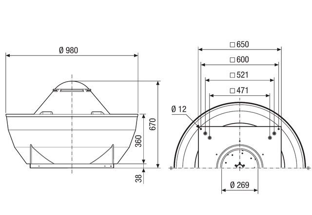 Radial-Dachventilator ERD V 40/4 Ex