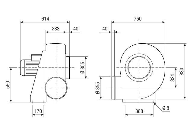 Radialgebläse GRK R 45/6 D Ex