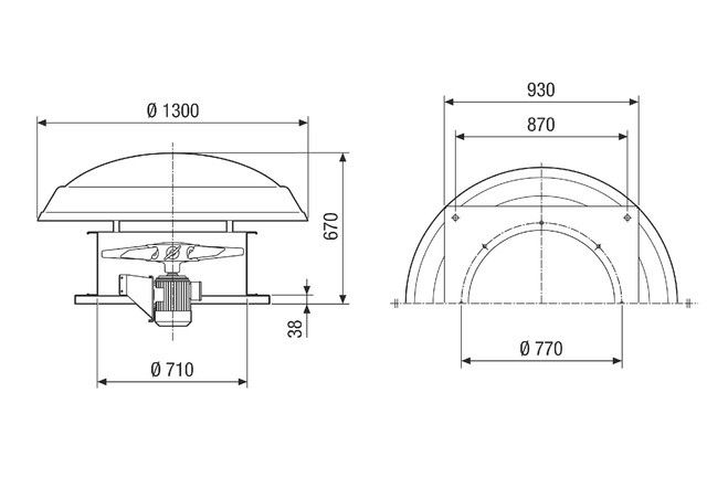Axial-Dachventilator DAD 71/4