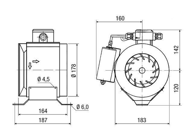 Rohrventilator Halbradial ERM 18 Ex e/60 Hz