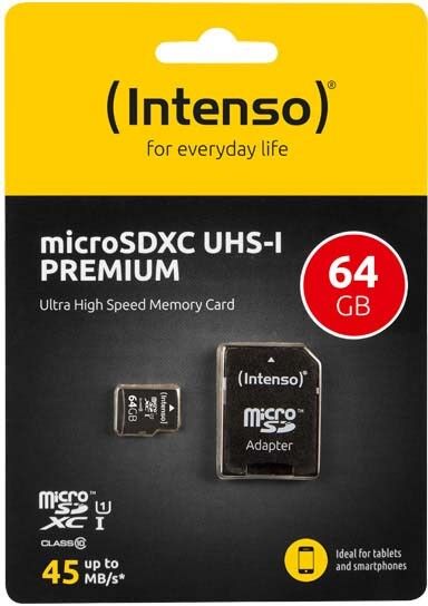 microSDXC Card 64GB INTENSO 3423490 microSDXC Card 64GB INTENSO 3423490