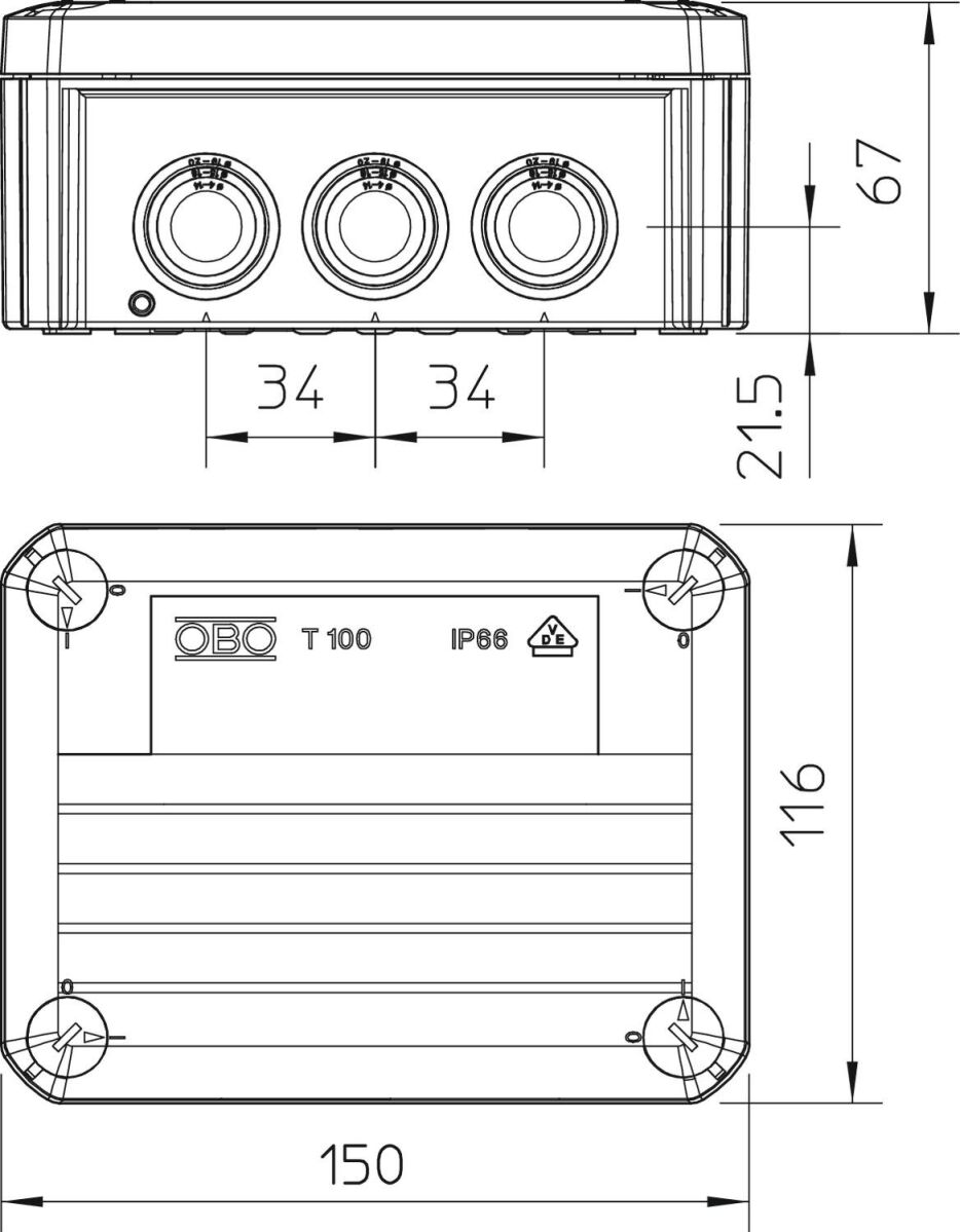 Kabelabzweigkasten T 100 RO-LGR