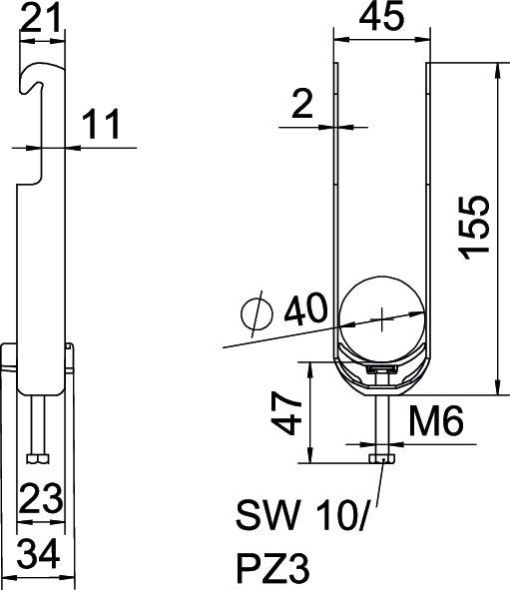 Bügelschelle BS-W2-K-40 FT Bügelschelle BS-W2-K-40 FT