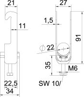 Bügelschelle BS-W1-K-22 ALU