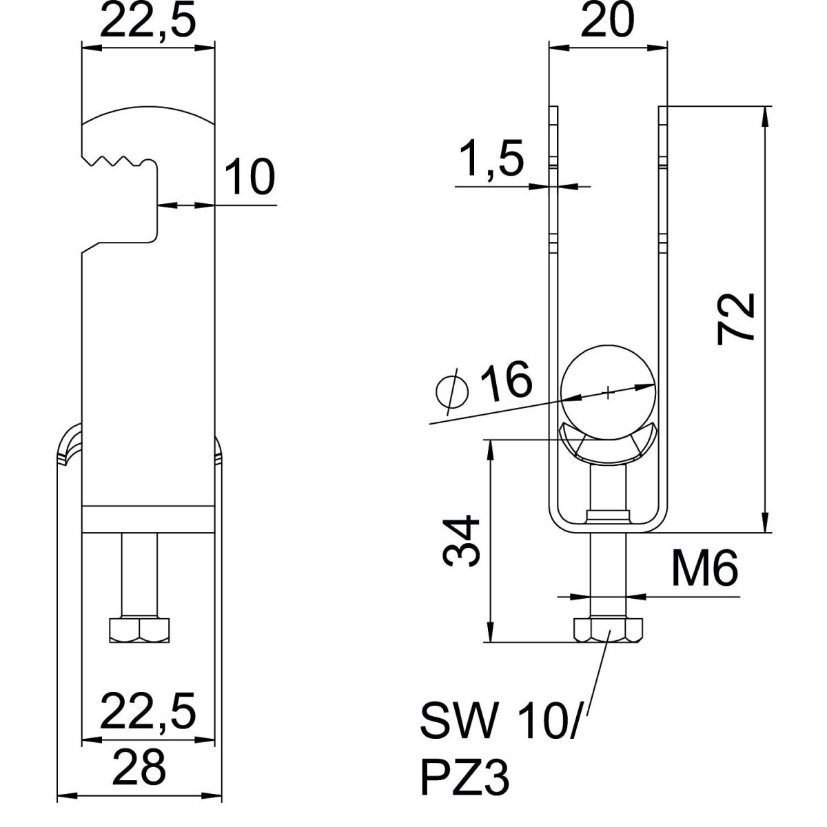 Bügelschelle BS-F2-M-16 FT