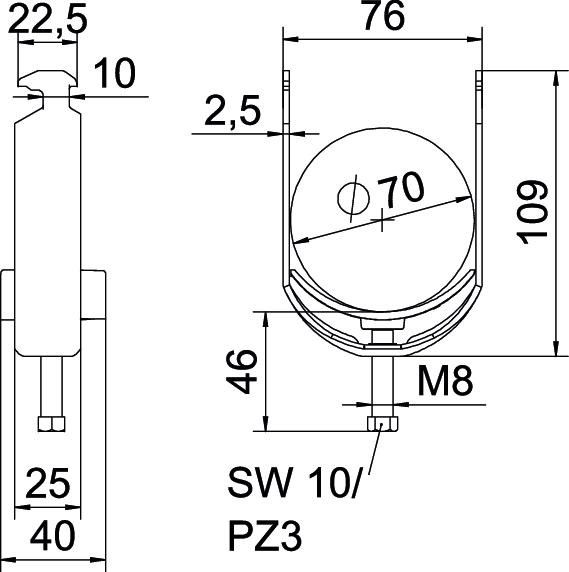 Bügelschelle BS-H1-K-70 ALU