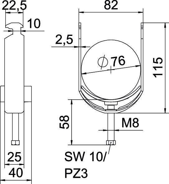 Bügelschelle BS-H1-K-76 ALU