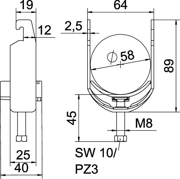 Bügelschelle BS-U1-K-58 A2