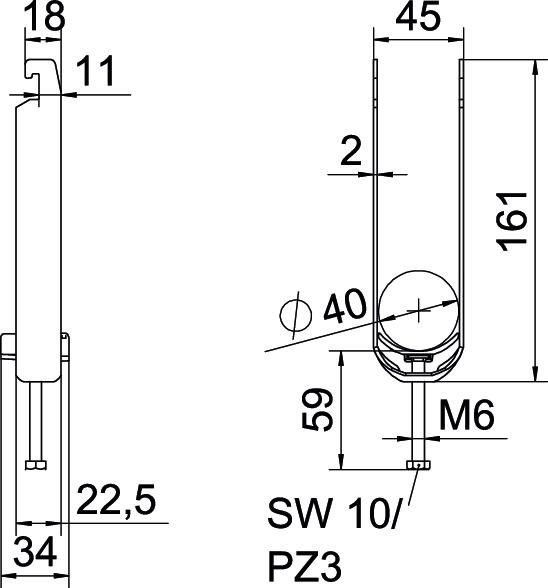 Bügelschelle BS-U3-K-40 FT