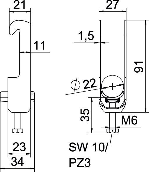 Bügelschelle BS-W1-K-22 ALU