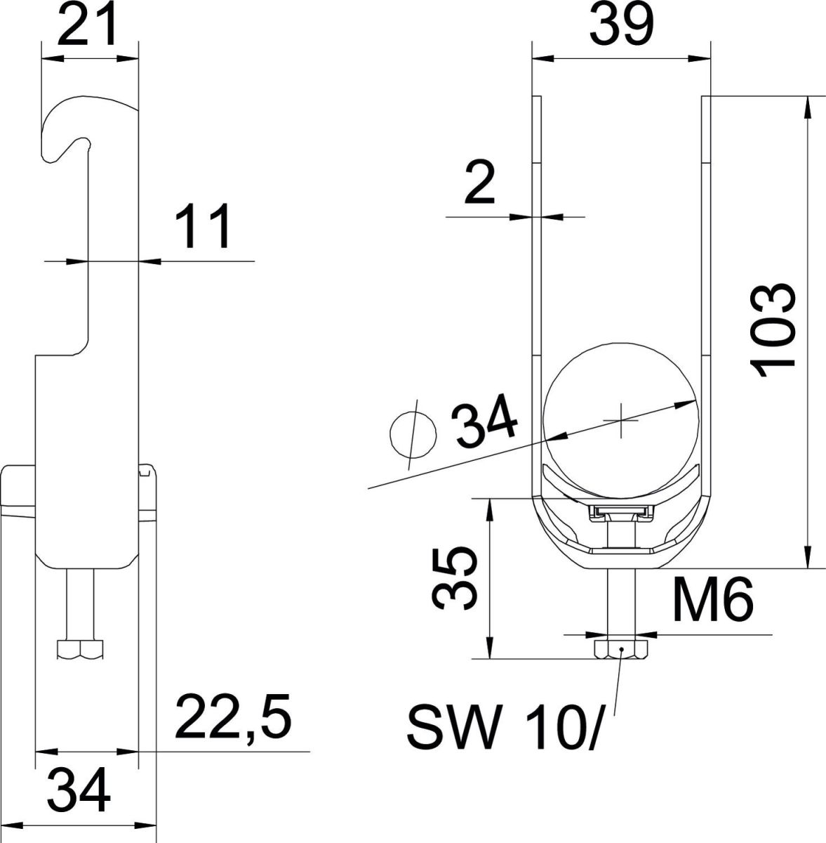 Bügelschelle BS-W1-K-34 A2