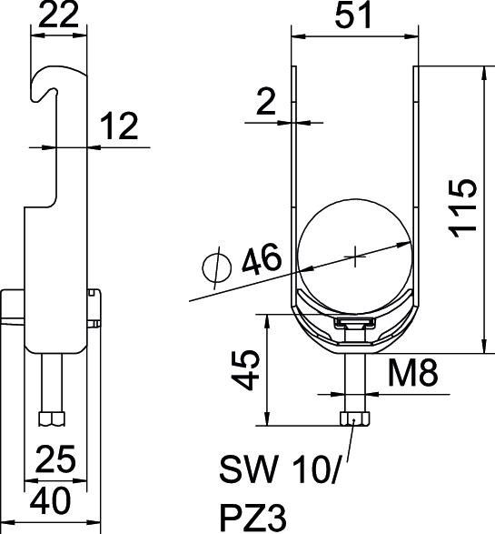 Bügelschelle BS-W1-K-46 ALU