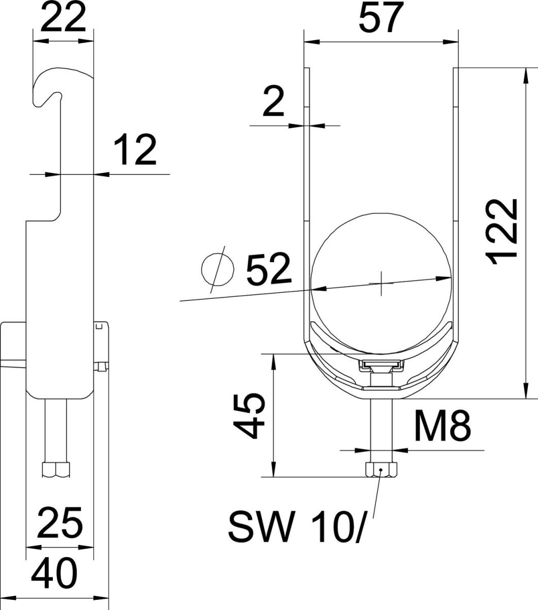 Bügelschelle BS-W1-K-52 ALU