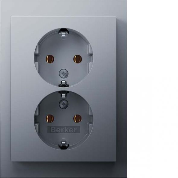 SCHUKO-Doppelsteckdose 47747003 alu matt lackiert SCHUKO-Doppelsteckdose 47747003 alu matt lackiert