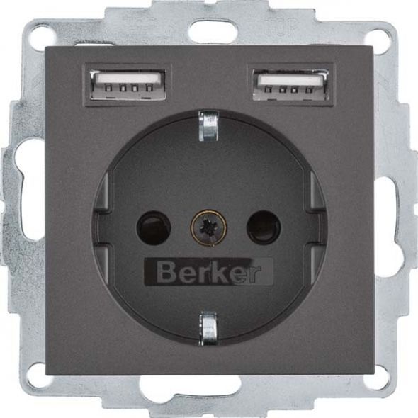 SCHUKO/USB-Steckdose 48031606 anthrazit matt SCHUKO/USB-Steckdose 48031606 anthrazit matt