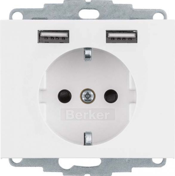 SCHUKO/USB-Steckdose 48037009 polarweiß glänzend SCHUKO/USB-Steckdose 48037009 polarweiß glänzend