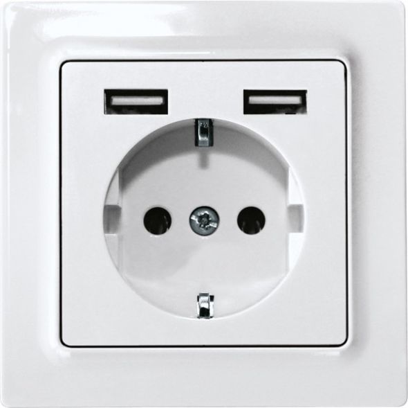 Schutzkontakt-Steckdose DSS55E+2xUSBA-wg Schutzkontakt-Steckdose DSS55E+2xUSBA-wg