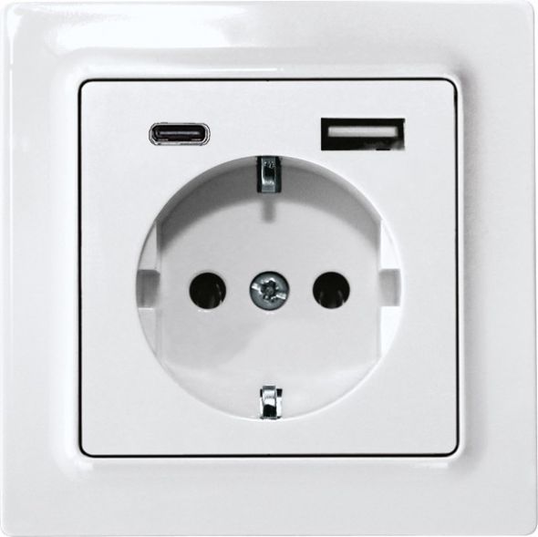 Schutzkontakt-Steckdose DSS55E+USBA+C-wg Schutzkontakt-Steckdose DSS55E+USBA+C-wg