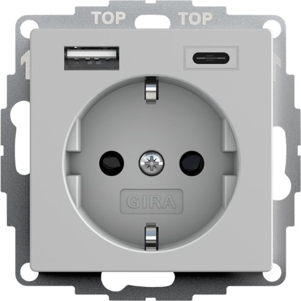 System 55 USB-Steckdose / USB-Spannungsvers. 2-fach 2459015 grau matt System 55 USB-Steckdose / USB-Spannungsvers. 2-fach 2459015 grau matt