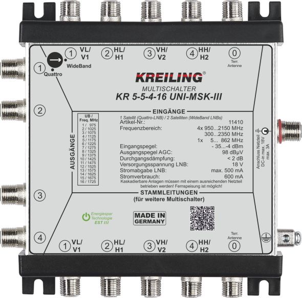 Unicable Multischalter KR 5-5-4-16UNIMSKIII Unicable Multischalter KR 5-5-4-16UNIMSKIII