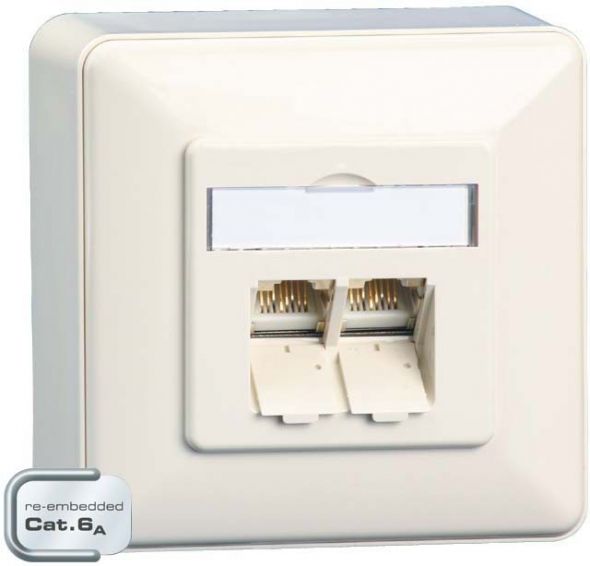 Anschlussdose C6A AP 2xRJ45 rws E-DAT C6A 2 AP rws Anschlussdose C6A AP 2xRJ45 rws E-DAT C6A 2 AP rws