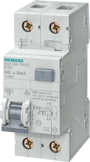 FI/LS-Schutzeinrichtung 5SU1356-6KK06 B-6A 2-pol 30mA 6kA