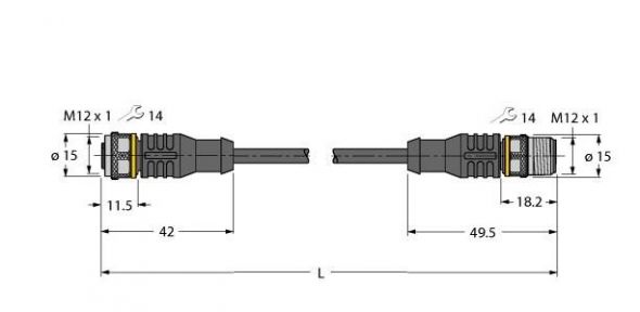 Aktuator-/Sensorleitung RKC4T-1-RSC4T/TEL Aktuator-/Sensorleitung RKC4T-1-RSC4T/TEL