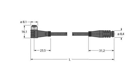 Aktuator- u. Sensorleitung PKW4S-2-PSG4S/TXL