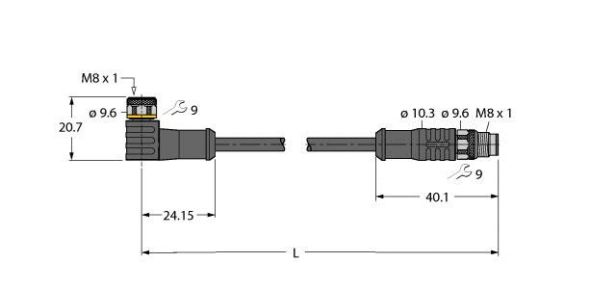 Aktuator- u. Sensorleitung PKWS3M0.3PSGS3M/TEL Aktuator- u. Sensorleitung PKWS3M0.3PSGS3M/TEL