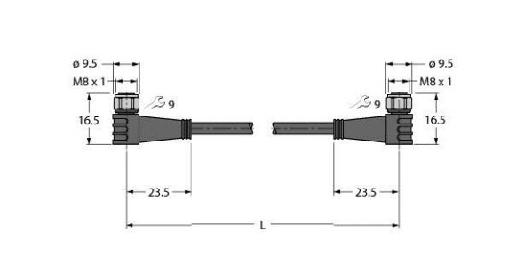 Aktuator- u. Sensorleitung PKWV3M-20-PKWV3M/TFW