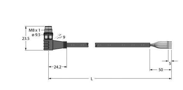 Aktuator- u. Sensorleitung PSW4M-5/TEG Aktuator- u. Sensorleitung PSW4M-5/TEG