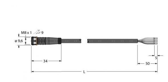 Anschlussleitung PKG4M-2/TXL Anschlussleitung PKG4M-2/TXL